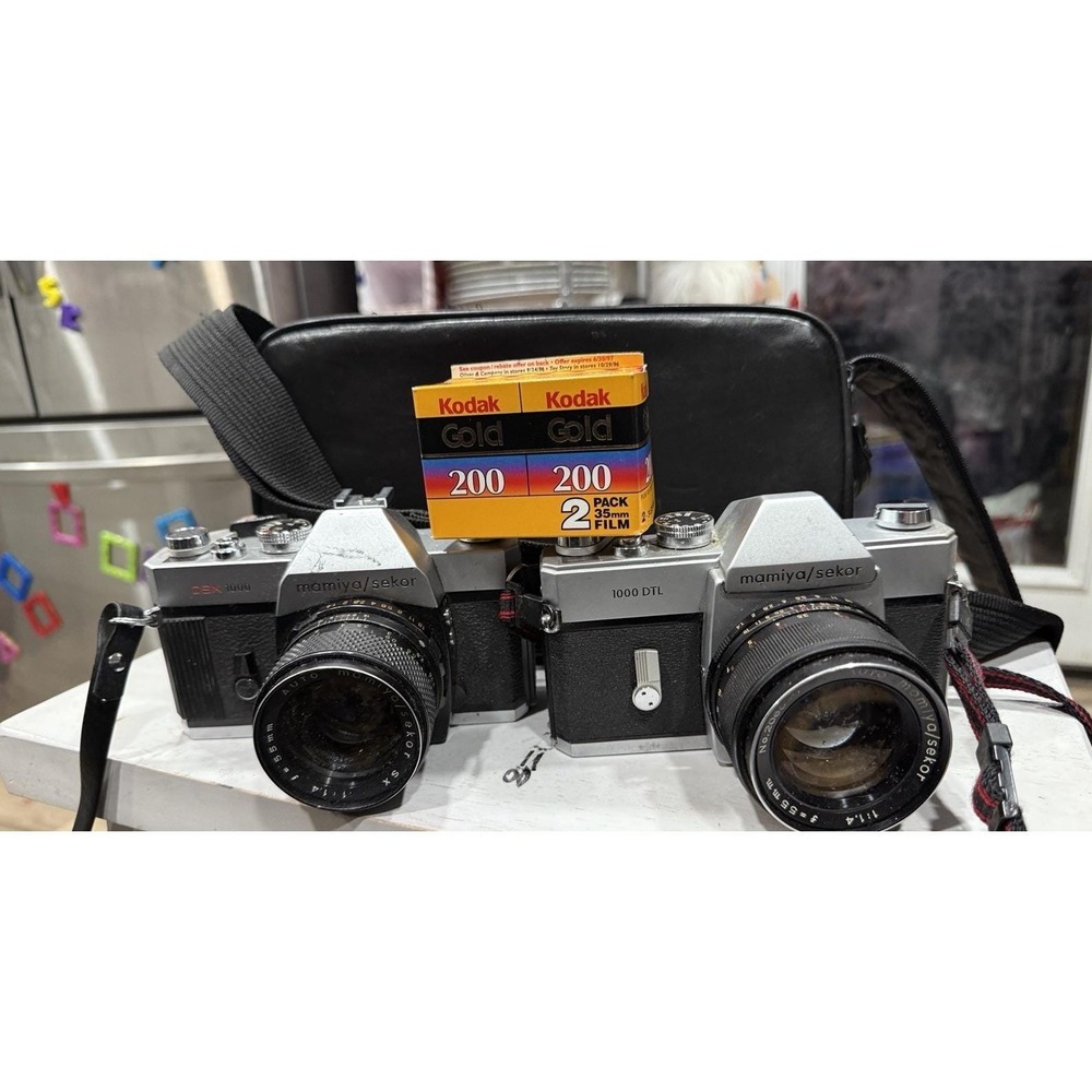 2‎ Mamiya Sekor 1000 DTL & DSX 1000 Cameras With Lens Film Straps Bag Bundle
